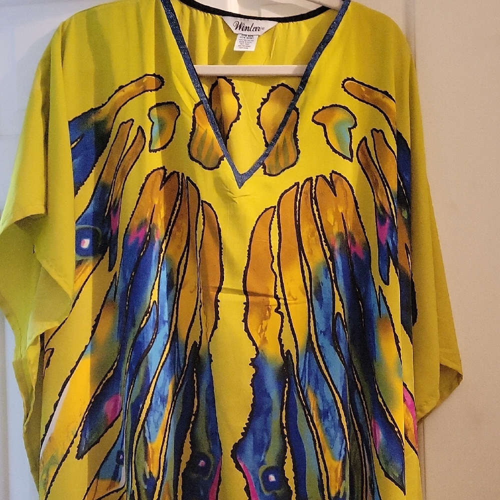 Viviana Bold Yellow and Blue Patterned Tunic